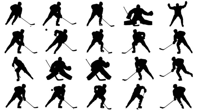 Silhouettes of people running in various poses isolated on transparent background, Vector