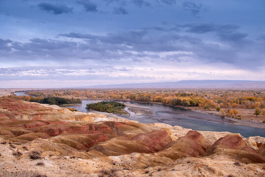 Colorful Yardang Landform at Five-Colored Beach in Xinjiang, China