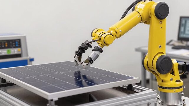 Robotic Arm Demonstrates Precision Handling of Solar Panels