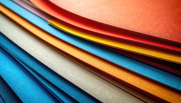 A vibrant stack of colored paper sheets creates a visually appealing abstract background.