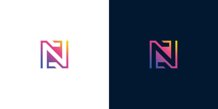 Vibrant geometric N letter logo design for modern branding, showcasing abstract lines and a dynamic gradient color palette suitable for digital identity and innovative companies