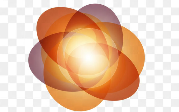 Abstract Illustration of Overlapping Translucent Ovals Creating a Glowing Warm Light Center in Orange and Amber Tones