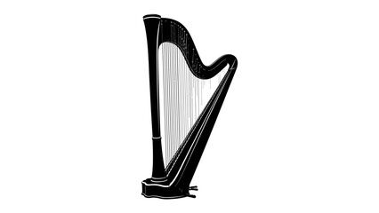 Elegant Harp: A polished black harp, its strings shimmering, stands as a symbol of musical grace and sophisticated sound. A classic instrument ready to fill a room with melody. © Murshida