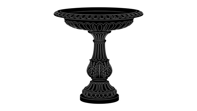 Ornate Black Bird Bath Pedestal