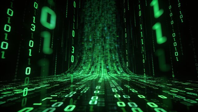 Green numeric code in a matrix format on a black background.