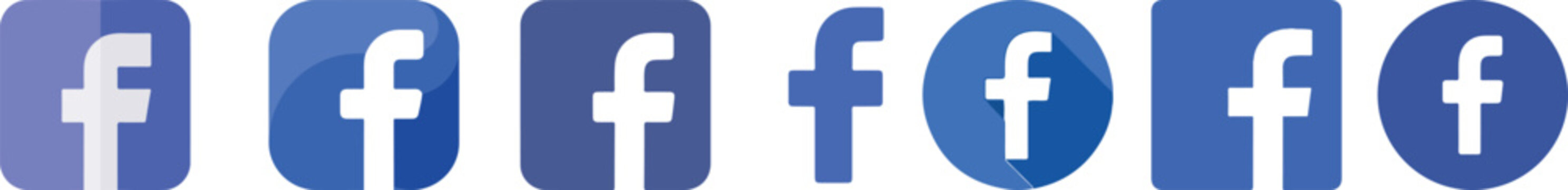 Various Facebook Social Media App Logo Vector Icons in Square and Circle Shapes