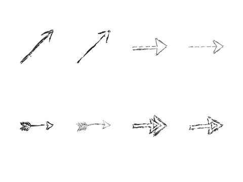 drawn hand arrow set icon dark rough ink marker graphic pack design directional pointer navigation sign