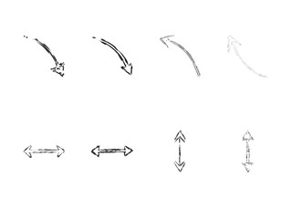Obraz premium arrow icon set hand drawn dark rough sketch marker graphic pack bundle directional pointer navigation sign