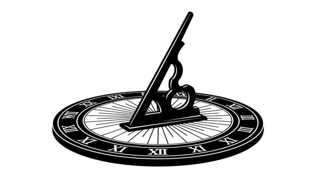 Sundial: A classic sundial, casting a shadow to tell time, sits as a timeless instrument for measuring hours in an outdoor setting.