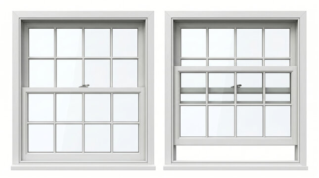 Classic White Double-Hung Sash Windows with Grid Design