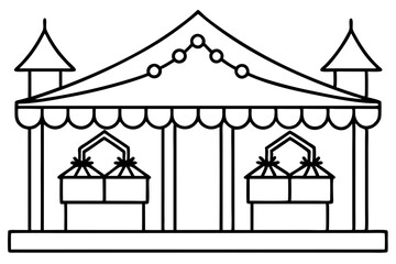 Obraz premium Festive Christmas Market Stall Line Art Vector