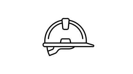 Fototapeta premium Minimalist construction hard hat line icon representing industrial safety equipment and professional site protection gear for engineering