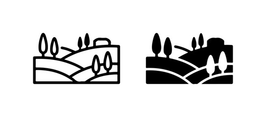 Obraz premium Rolling Hills Landscape Icons, Rural Scenery Vector Art, Countryside Icons