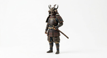 Obraz premium Stoic Japanese Samurai in Full Battle Armor