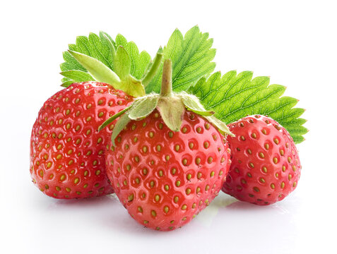 Strawberry isolated on white background with soft shadow