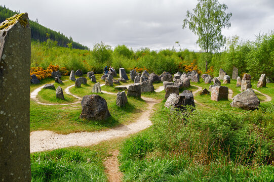 Labyrinthe de pierres dans les Highlands &eacute;cossais