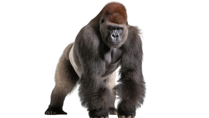 Powerful silverback gorilla standing on white © Lena