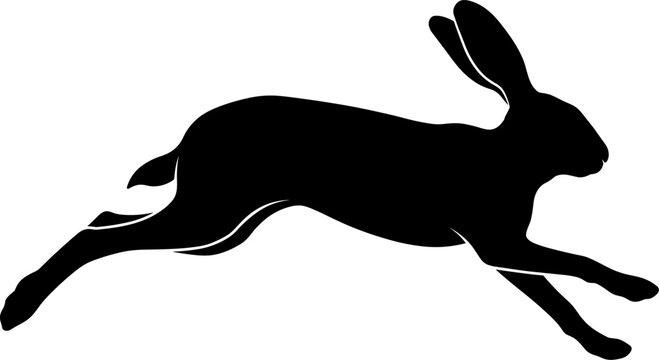 vector can editable Agile running hare silhouette in a high-speed bound across the field