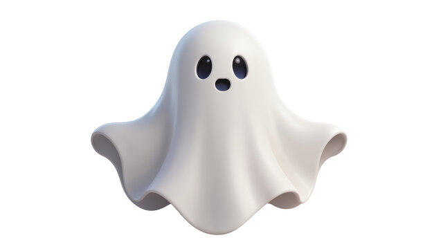 Cute white ghost with big eyes and open mouth