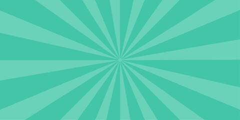 Abstract teal sunburst pattern, graphic background with radial stripes emanating from the center, creating a vibrant and dynamic visual effect. © Queality Full