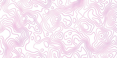 Fototapeta premium Abstract pink contour lines creating a topographic map pattern with a sense of depth and texture on a clean white background.