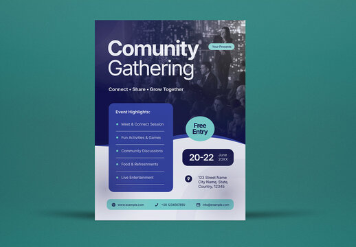Blue Modern Community Gathering Flyer