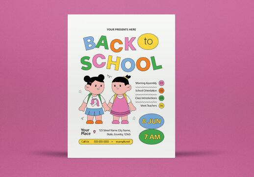 Pink and Yellow Kiddieland Back To School Flyer