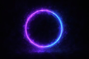Fototapeta premium Abstract Neon Glow Circle with Cosmic Energy Particles