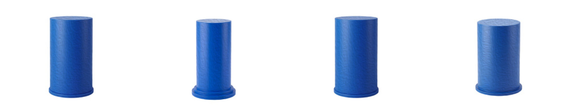 set of the four ( blue tubes appear to be child-resistant pre-roll containers) isolated on withe background PNG photo stock''
