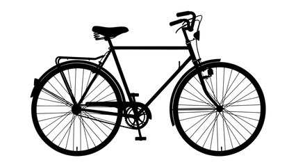 Classic Bicycle Silhouette: A stark black silhouette of a vintage bicycle, complete with spoked wheels, a comfortable seat, and handlebars, stands ready for a journey. © Murshida