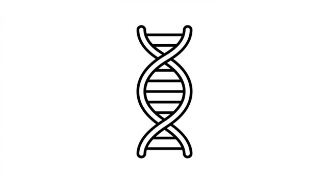 Minimalist dna strand line icon representing genetic research and biotechnology concepts for scientific reports and medical presentations on white background