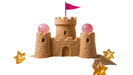 Sand castle with pink spheres and golden stars © Jonas
