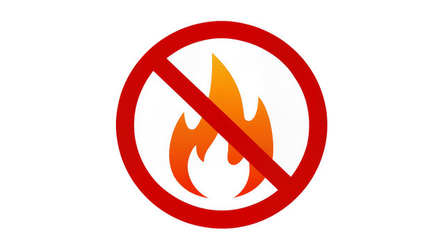 No fire symbol red prohibition sign with flame icon