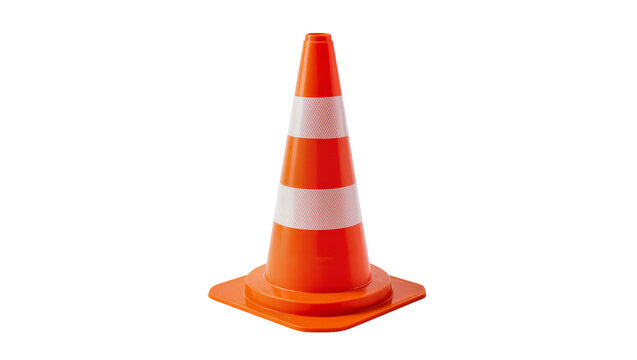 Orange traffic cone with reflective white stripes