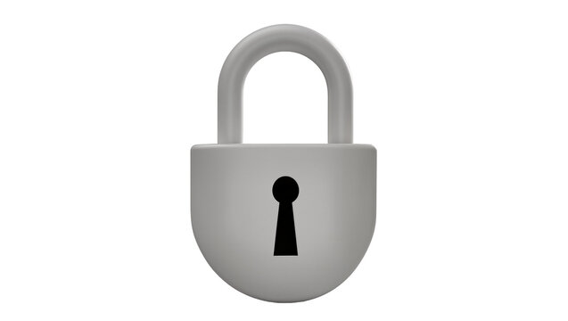 Gray padlock with black keyhole