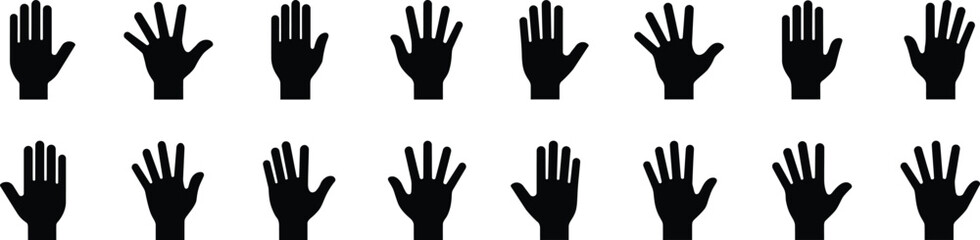 Obraz premium Set of hands collection in different poses isolated on transparent background vector illustration.
