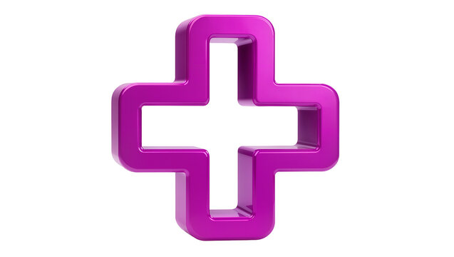 Glossy purple plus sign symbol