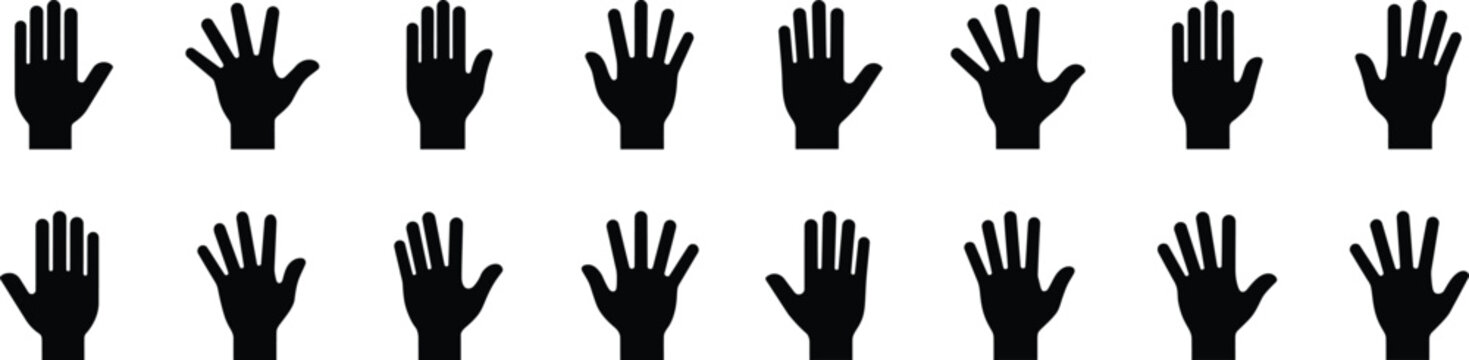 Set of hands collection in different poses isolated on transparent background vector illustration.