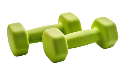 Pair of bright green dumbbells for fitness © Paul