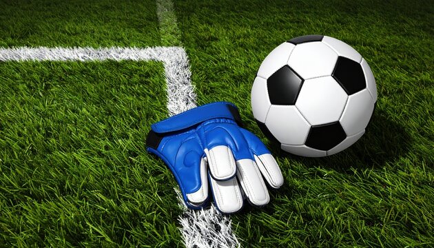 Soccer Ball and Goalkeeper Gloves on Field
