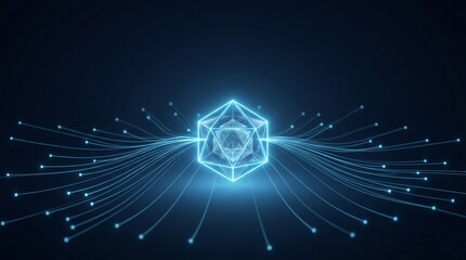 Fototapeta premium Centralized digital hub concept with glowing network connections