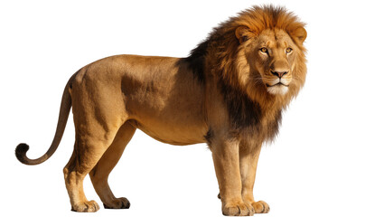 Majestic male lion with full mane standing profile view © Julia