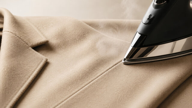 Modern Iron Pressing Cashmere Wool Coat Seam