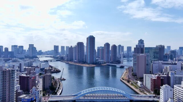 東京　隅田川の空撮