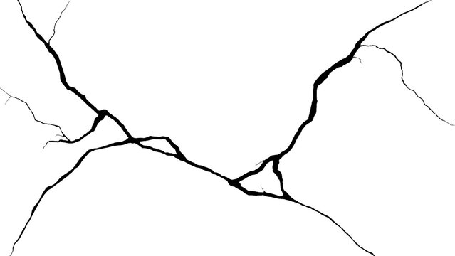 Beautifully Designed Elegant Abstract Black Crack Silhouette and Organic Fracture Graphic Element