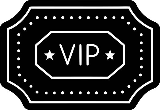 VIP badge icon with exclusive access and luxury symbol in black outline on white background.