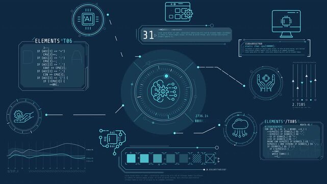 Animated infographics on the theme of workflows in an AI-driven environment