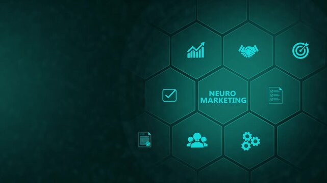 Abstract neon Hud knowledge ability business gear icon Glowing neon line concept. Glowing NEURO MARKETING" button in German on a futuristic. digital interface on cyan color background