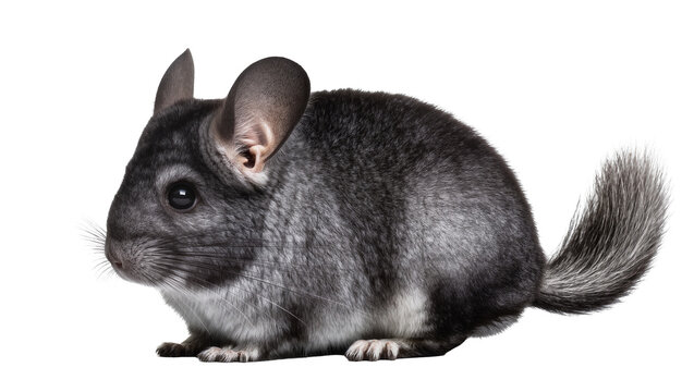 Chinchilla rodent with fluffy grey fur and large ears
