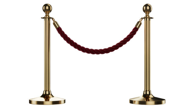 Gold stanchion posts with red velvet rope barrier
